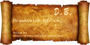 Draskovich Bács névjegykártya